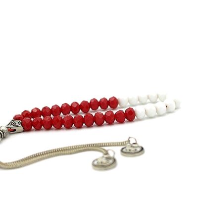 Perline acriliche combinate rosse e bianche nello stile di Luxury R Visible LRV AC92K / SKU335