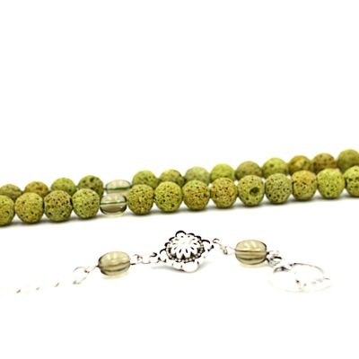 Eleganti perle curative in pietra lavica verde, solo di LRV / SKU364