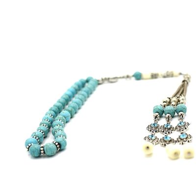 By LRV, Howlite & Sky Blue Crystals Healing Gemstone Beads / SKU373