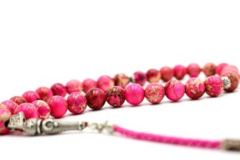 One Of by LRV, perles de prière et de méditation en pierres précieuses de jaspe rose de sédiments marins naturels UK25K / SKU409 1