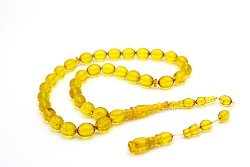 Large Amber Hand Crafted Cylinder Prayer & Meditation Beads UK30K / SKU413