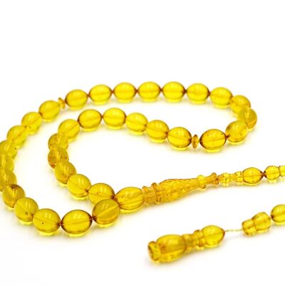 Grandes perles de prière et de méditation cylindriques fabriquées à la main en ambre UK30K / SKU413