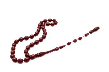 Grandes perles de prière et de méditation de cylindre de lueur orange et rouge fabriquées à la main de cerise UK20K / SKU414 2