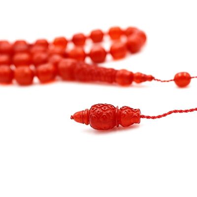 Hand Crafted Orange & Red Glow Cylinder Prayer & Meditation Beads UK589K / SKU416