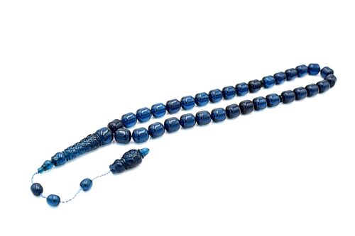 Hand Crafted Navy Breeze Cylinder Prayer & Meditation Beads UK499K / SKU421