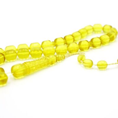 Splah de perles de prière et de méditation cylindriques jaunes fabriquées à la main UK499K / SKU423