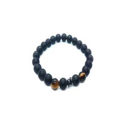 Bracelet Yoga Onyx, Oeil de Tigre & Hématite LRV-187U / SKU478
