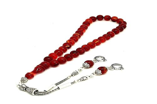 Candy Red Prayer Beads, Kehribar Tesbih / SKU480