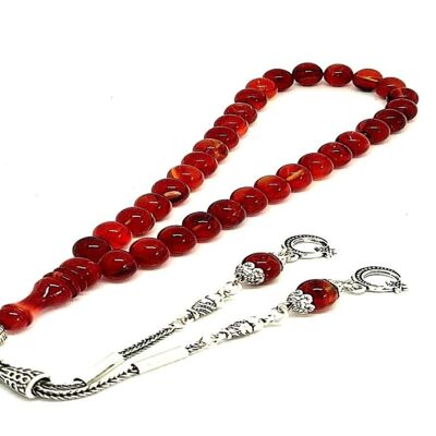 Candy Red Prayer Beads, Kehribar Tesbih / SKU480