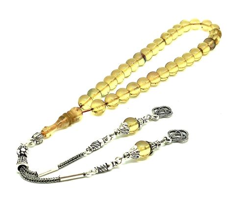 Transparent Amber Prayer Beads, Kehribar Tesbih UK-181M / SKU485
