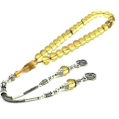 Transparent Amber Prayer Beads, Kehribar Tesbih UK-181M / SKU485
