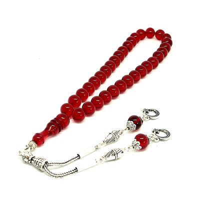 Cuentas de oración rojo cereza, Kehribar Tesbih / SKU490