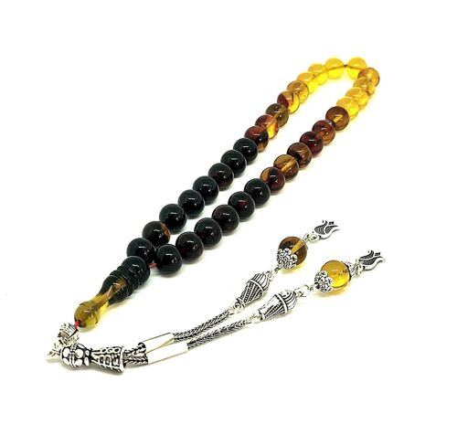 Black-Brown-Yellow Prayer Beads, Kehribar Tesbih / SKU492