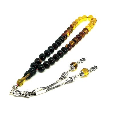 Cuentas de oración negro-marrón-amarillo, Kehribar Tesbih / SKU492