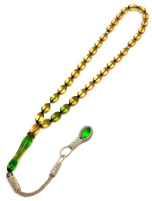 Transparent PINEAPPLE YELLOW Prayer Beads, Kehribar Tesbih UK-199R / SKU495