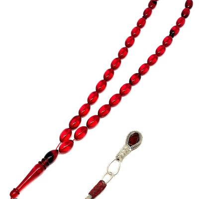 Splendide perline di preghiera rosso cremisi, Kehribar Tesbih UK-729O / SKU496