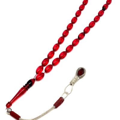 Stunning CRIMSON RED Prayer Beads, Kehribar Tesbih UK-729O / SKU496
