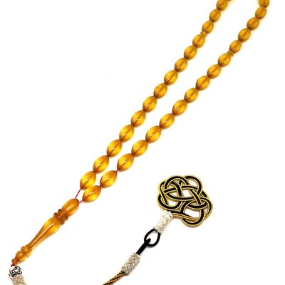 Transparent Honey Prayer Beads, Kehribar Tesbih UK872O / SKU498