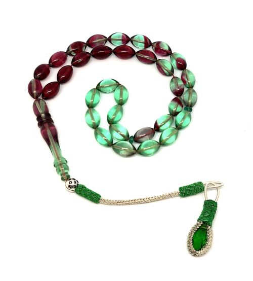 Transparent Maroon - Green - Blue Combo Prayer Beads UK-976G / SKU500