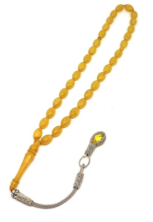 Transparent BUTTERSCOTCH Prayer Beads, Kehribar Tesbih UK-475M / SKU504