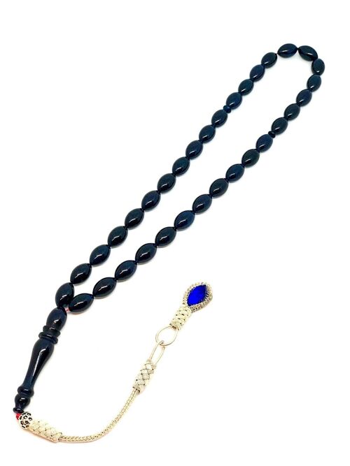 Transparent MIDNIGHT BLUE Prayer Beads, Kehribar Tesbih UK-159U / SKU506