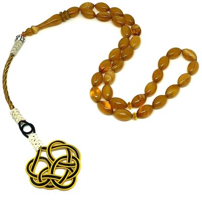 Transparent Caramel Prayer Beads, Kehribar Tesbih UK-182F / SKU509