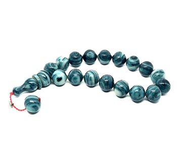 Combo bleu et vert, perles de prière en résines ambrées, Tesbih / SKU520 1
