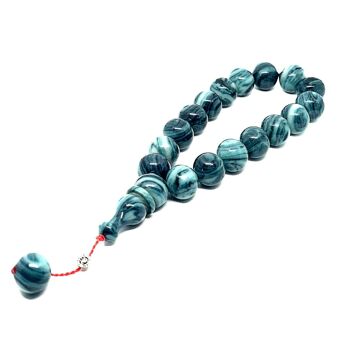 Combo bleu et vert, perles de prière en résines ambrées, Tesbih / SKU520 2