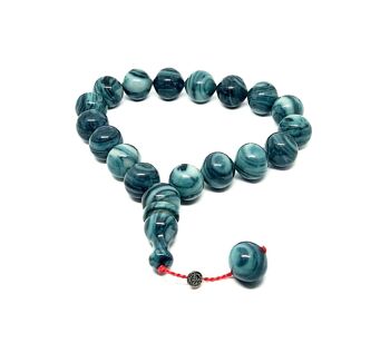 Combo bleu et vert, perles de prière en résines ambrées, Tesbih / SKU520 3
