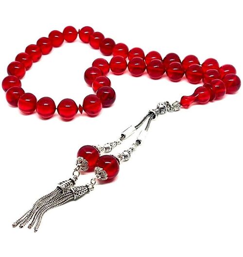 RED Amber Kehribar Tesbih Prayer Beads LRV-913Y / SKU533