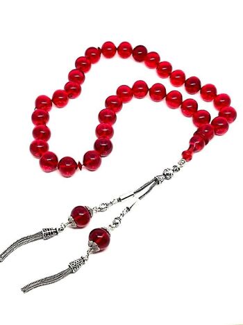 Perles de prière Kehribar Tesbih Ambre ROUGE LRV-913Y / SKU533 3