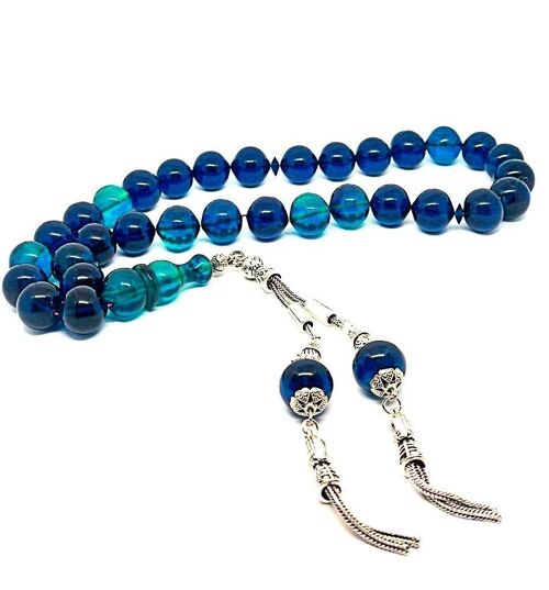 Mixture of Royal Blue and Teal colours Ates Kehribar Tesbih LRV-884H / SKU534