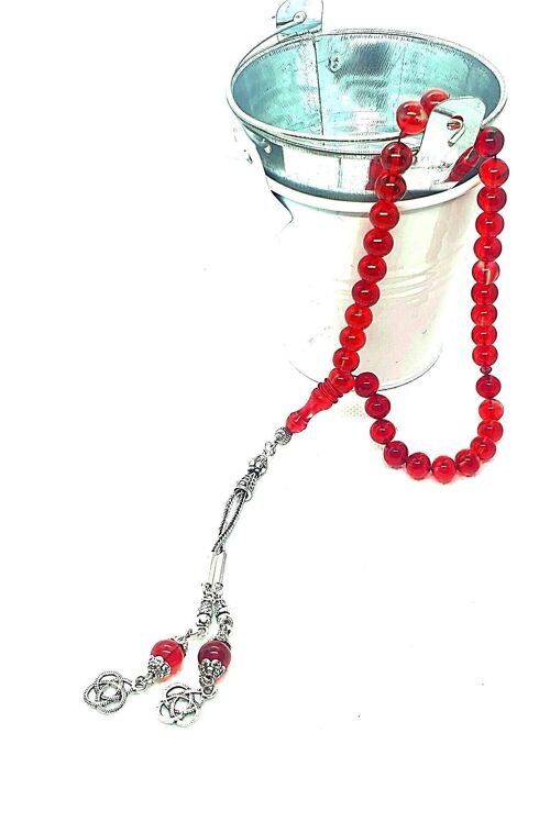 Smooth Red Prayer Beads, Kehribar Tesbih LRV-301Y / SKU548