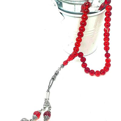 Perline di preghiera rosse lisce, Kehribar Tesbih LRV-301Y / SKU548
