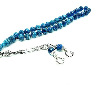 Perles de prière en mélange bleu et blanc, Tesbih / SKU549
