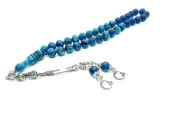 Perles de prière en mélange bleu et blanc, Tesbih / SKU549 1