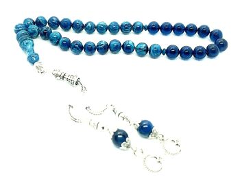 Perles de prière en mélange bleu et blanc, Tesbih / SKU549 2