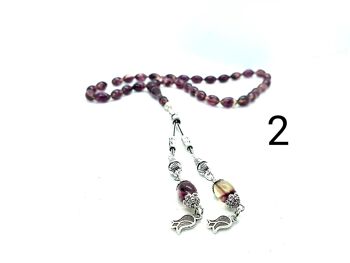 Perles de prière transparentes MIEL CLAIR & RAISIN VIOLET, Kehribar Tesbih LRV15A / SKU582 3