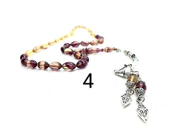 Perles de prière transparentes MIEL CLAIR & RAISIN VIOLET, Kehribar Tesbih LRV15A / SKU582 5