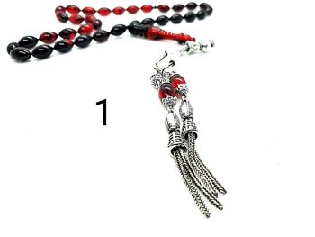 Mélange de perles de prière rouges et noires, Tesbih LRV15B / SKU583 2