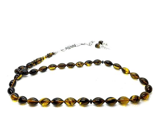 Gorgeous Black & Mustard Prayer Beads, Kehribar Tesbih LRV15C / SKU584