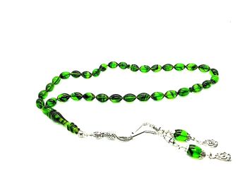 Perles de prière vertes transparentes, Kehribar Tesbih LRV16E / SKU590 3