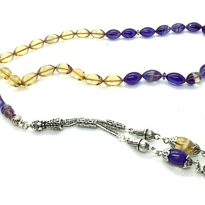 LIGHT HONEY & LAVENDER Prayer Beads, Kehribar Tesbih LRV 17A / SKU591