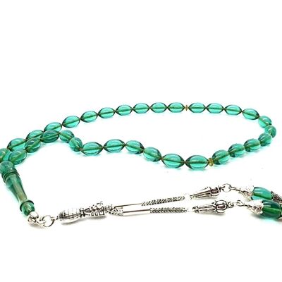 Belle couleur sarcelle, perles de prière transparentes, Tesbih LRV20C / SKU594