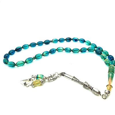 Teal & Blue Prayer Beads, Kehribar Tesbih LRV20E / SKU597