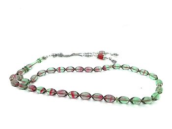 Perles de prière combinées rouge cramoisi et menthe, Kehribar Tesbih / SKU602 1