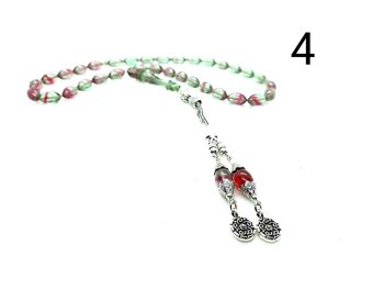 Perles de prière combinées rouge cramoisi et menthe, Kehribar Tesbih / SKU602 5