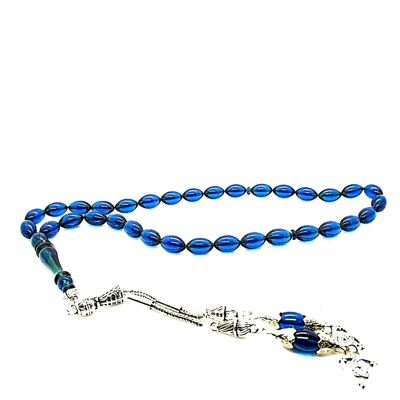 Perle di preghiera e meditazione con resine ambrate azzurre / SKU603