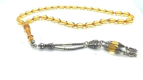 Transparent Honey Prayer Beads, Kehribar Tesbih UK530 / SKU608