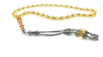 Perles de prière transparentes en miel, Kehribar Tesbih UK530 / SKU608 1